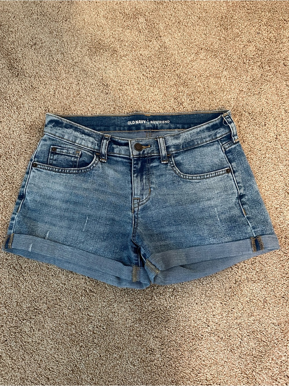 Old Navy Blue Denim Cuffed Boyfriend Shorts